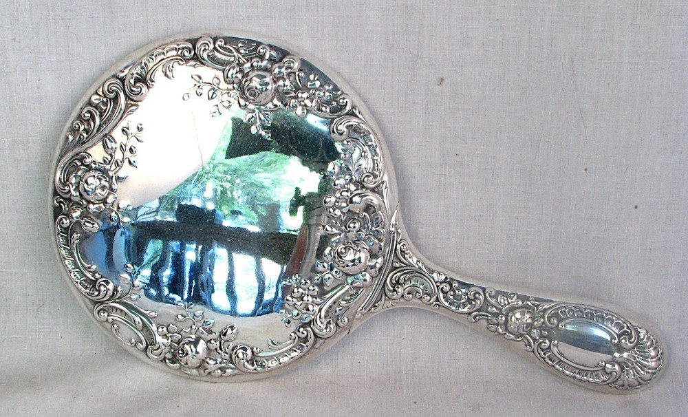 MIRROR GORHAM STERLING SILVER DRESDEN ROSE c.1900