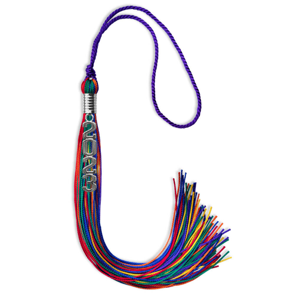 Endea Graduation Rainbow Tassel With Silver Stacked Date Drop