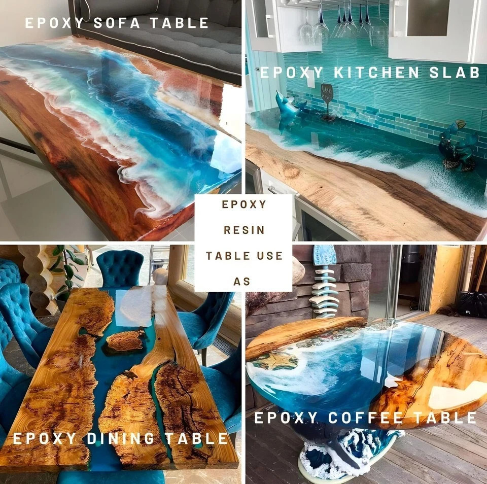 Blue Epoxy Table, Epoxy Round Table, Wood Epoxy Table, Resin Coffee Table Decor
