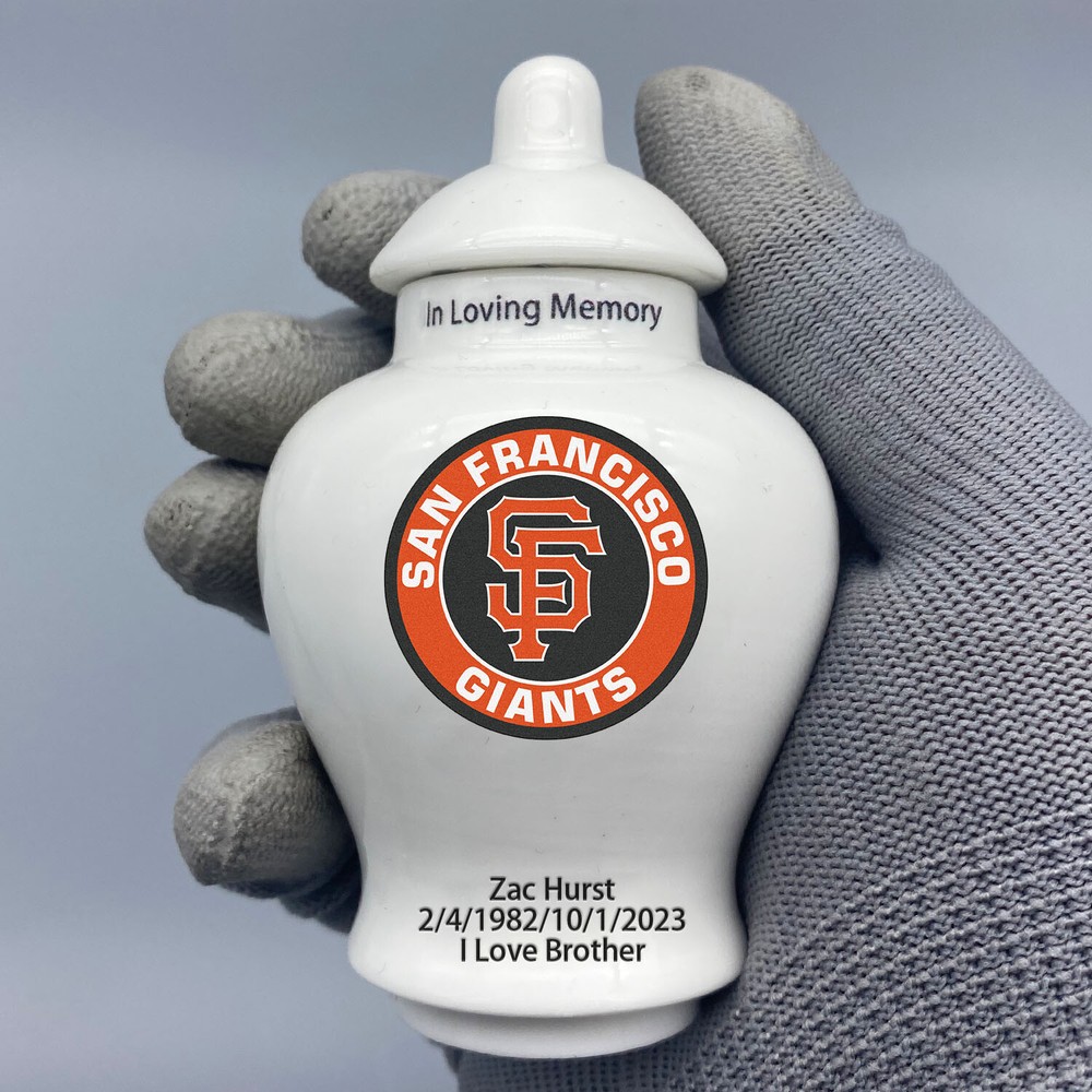 Ceramic Baseball Urn – San Francisco Giants Theme, Custom Text