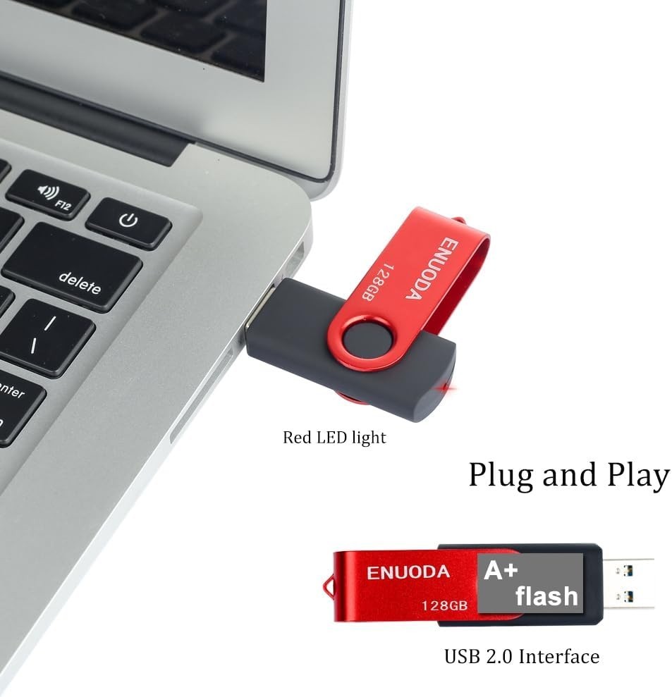 Durable 128GB USB Flash Drive with Dust-proof Features and LED Indicator