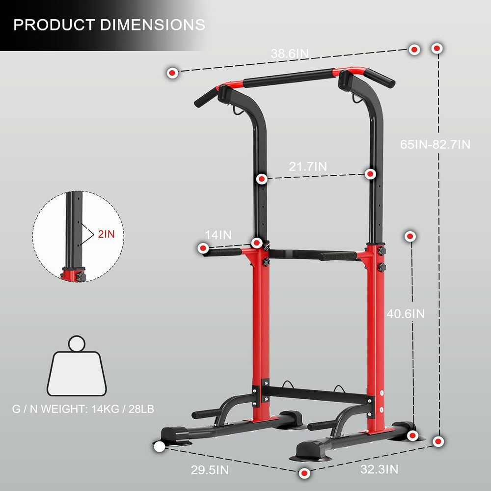 Power Tower Pull up Bar,Pull-Up Rack Dip Station,Height Adjustable Multi-Functio