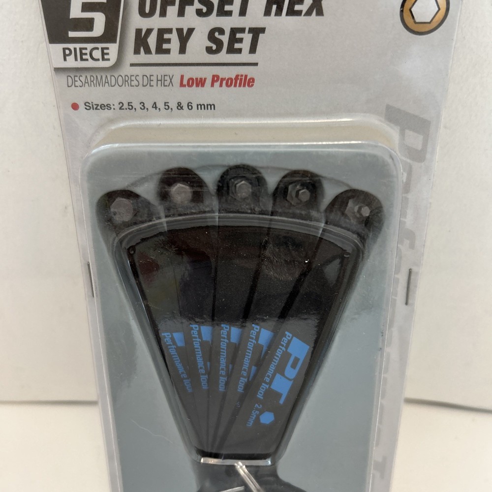 Performance Tool 5-Pc Offset Hex Key Set W86109 Low Profile, Metric