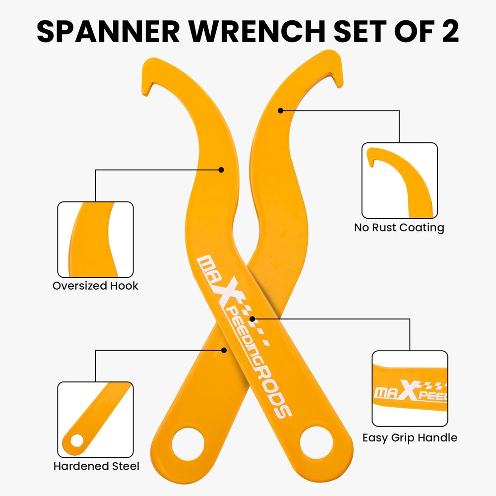2 pcs Steel Coilover C Spanners Hook Wrench Universal Coil Over Spring