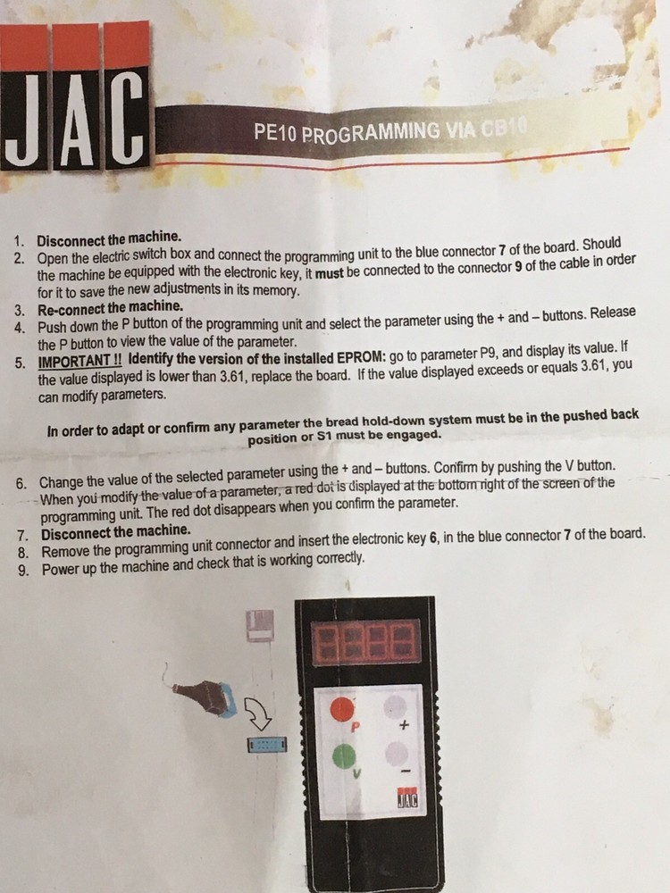 JAC PE10 Slicer Programmer