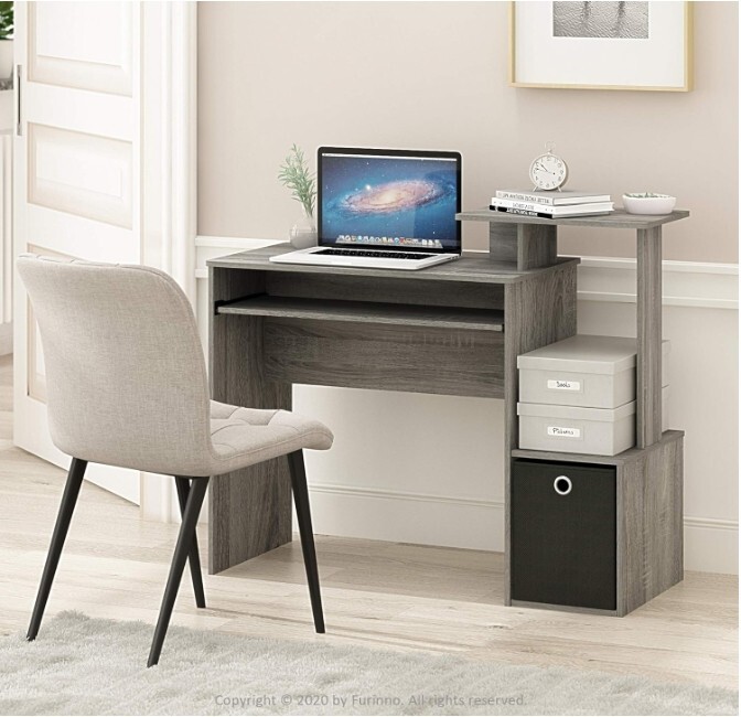 Econ Multipurpose Home Office Computer Writing Desk, French Oak Grey