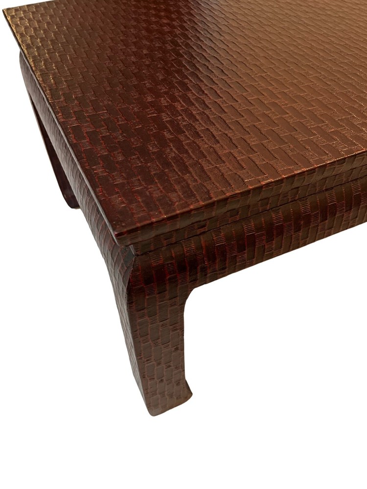 Pair Grasscloth Side Tables by Baker