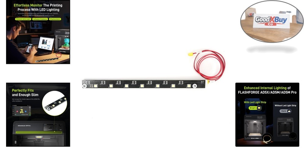 Flashforge Adventurer 5M Pro 3D Printer LED Light Strip - Compatible, High-In...