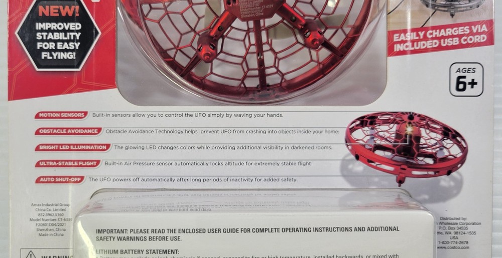 *D) The Original Hover Drone Star 360° Motion Controlled UFO - Red