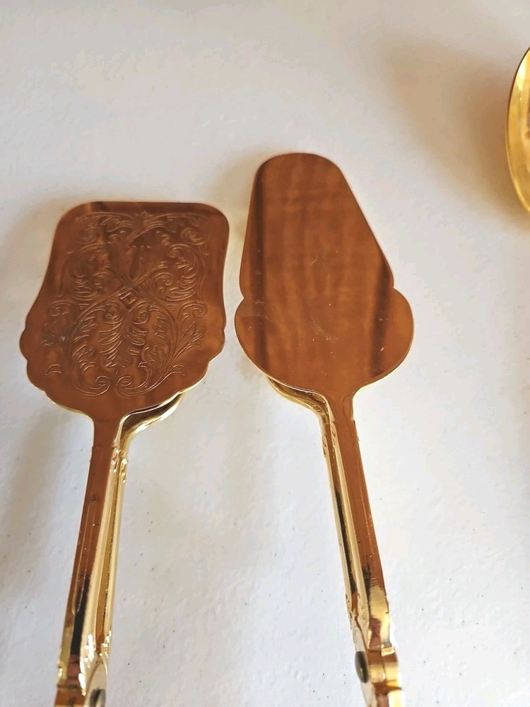 Gold Tone Serveware Lot 10 Various Patterns Read Details View