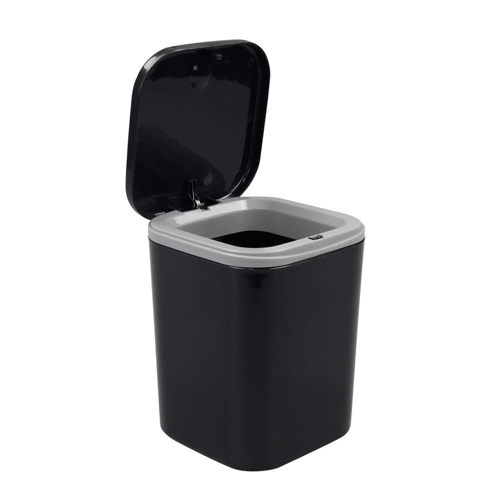 Zopnny Plastic 0.5 Gallon Tiny Trash Can, Desktop Mini Waste Bin, Black