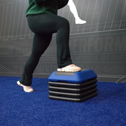 16"x16" Adjustable Aerobic Stepper with Stackable Step Risers | 4"-6''-8''-10''-