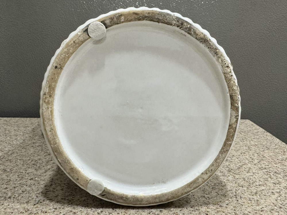 9”x5” White Ceramic Ribbed Pitcher or Vase Decor Unmarked in EUC