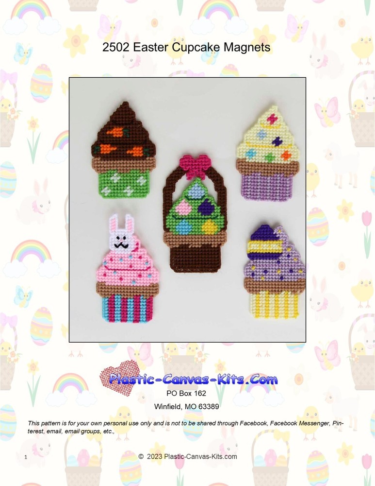 Easter Cupcake Magnets-Plastic Canvas Pattern or Kit