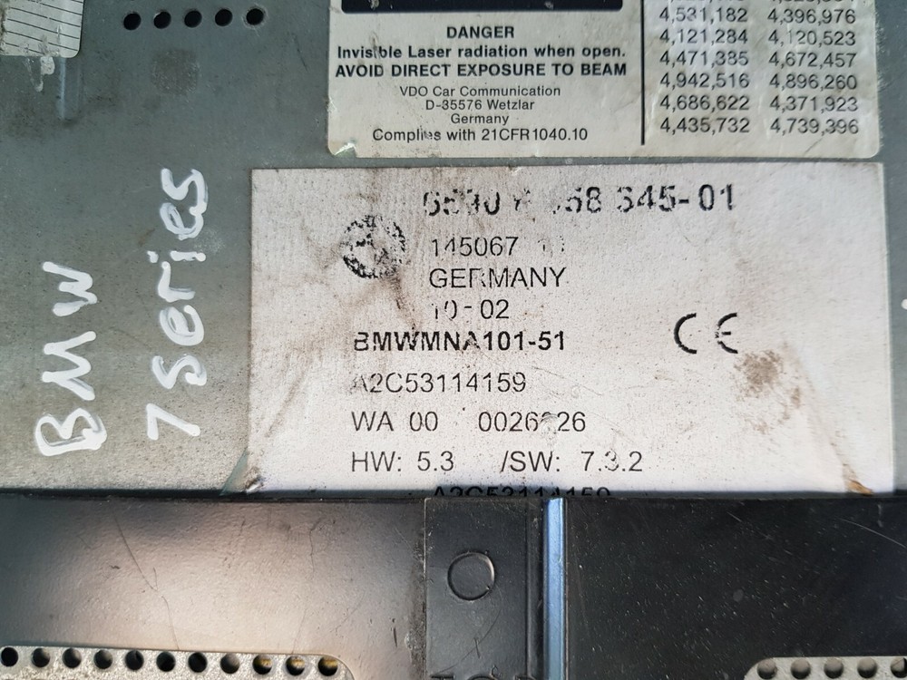 2004 BMW 7 SERIES E65 745I NAVIGATION SYSTEM GPS CD DRIVE