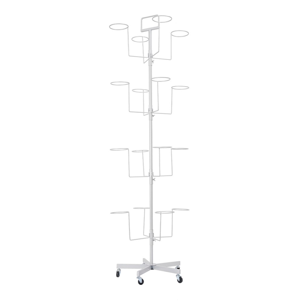 Freestanding Hat Display Stand Mobile Hat Rack Floor-Standing Hat Holder Silver