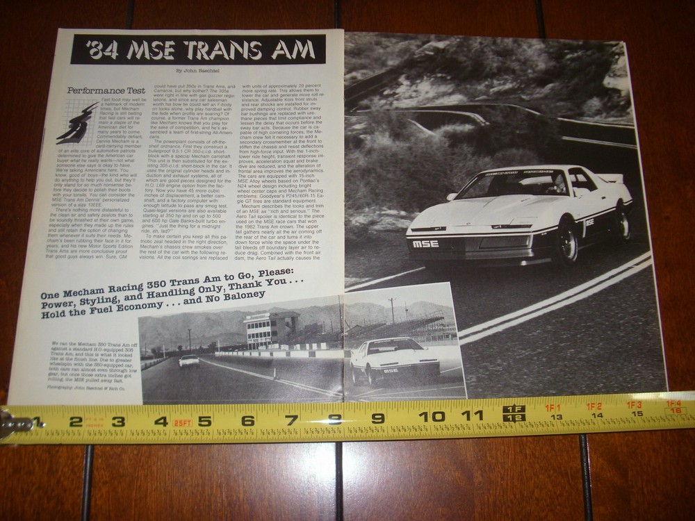 1984 MSE PONTIAC TRANS AM MECHAM - ORIGINAL ARTICLE
