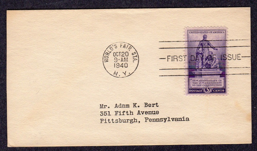 1940 Emancipation Proclamation (Scott 902) - Adam Bert FDC NR836