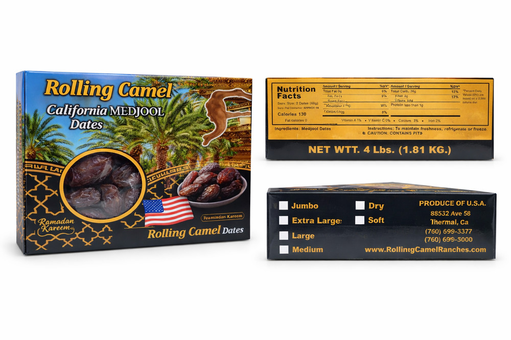 Rolling Camel California Medjool Dates (4 lb)FRESH