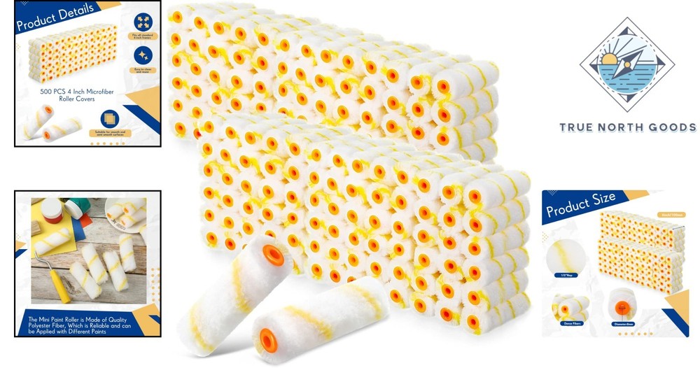 4 Inch Paint Roller Covers, 500 Pcs Bulk Microfiber for Home Renovation Needs
