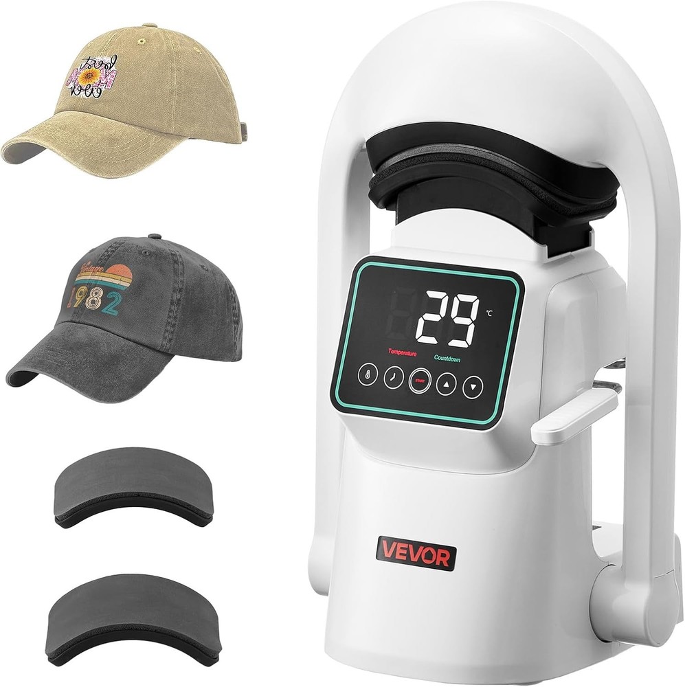 VEVOR Auto Hat Heat Press Machine, with 2pcs Interchangeable Platens, Automatic