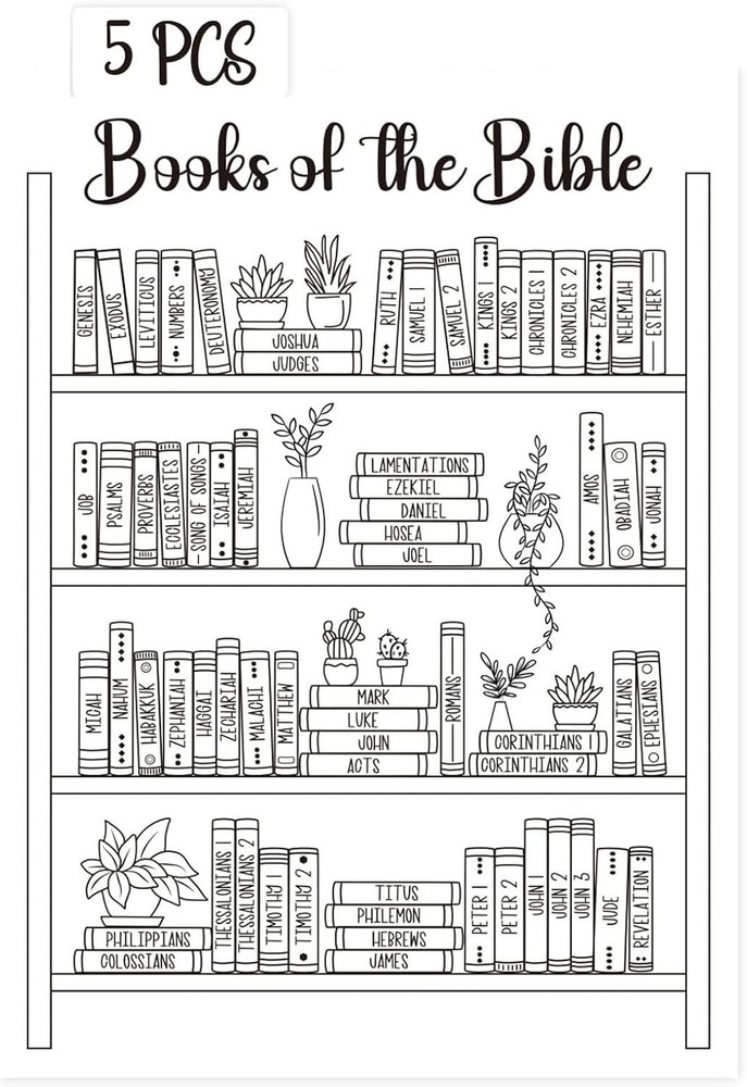 Bible Tracker Sticker - Bookshelf Coloring Page, Reading Tracker for Study & Org