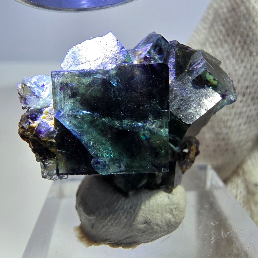 Clear Phantom Fluorite Cube Specimen zonal green purple Okorusu, Namibia