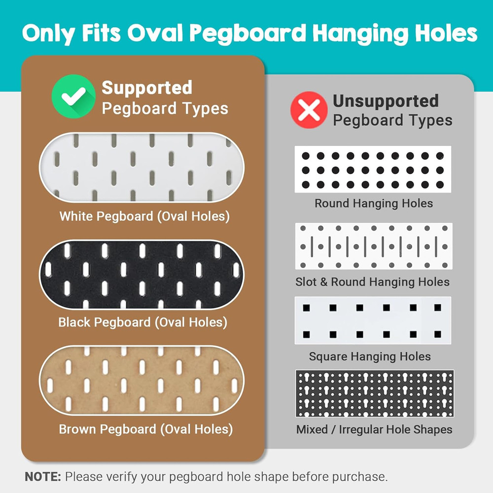 4 Pack Solid Wood Pegboard Shelves with Hooks for Home & Office Organization