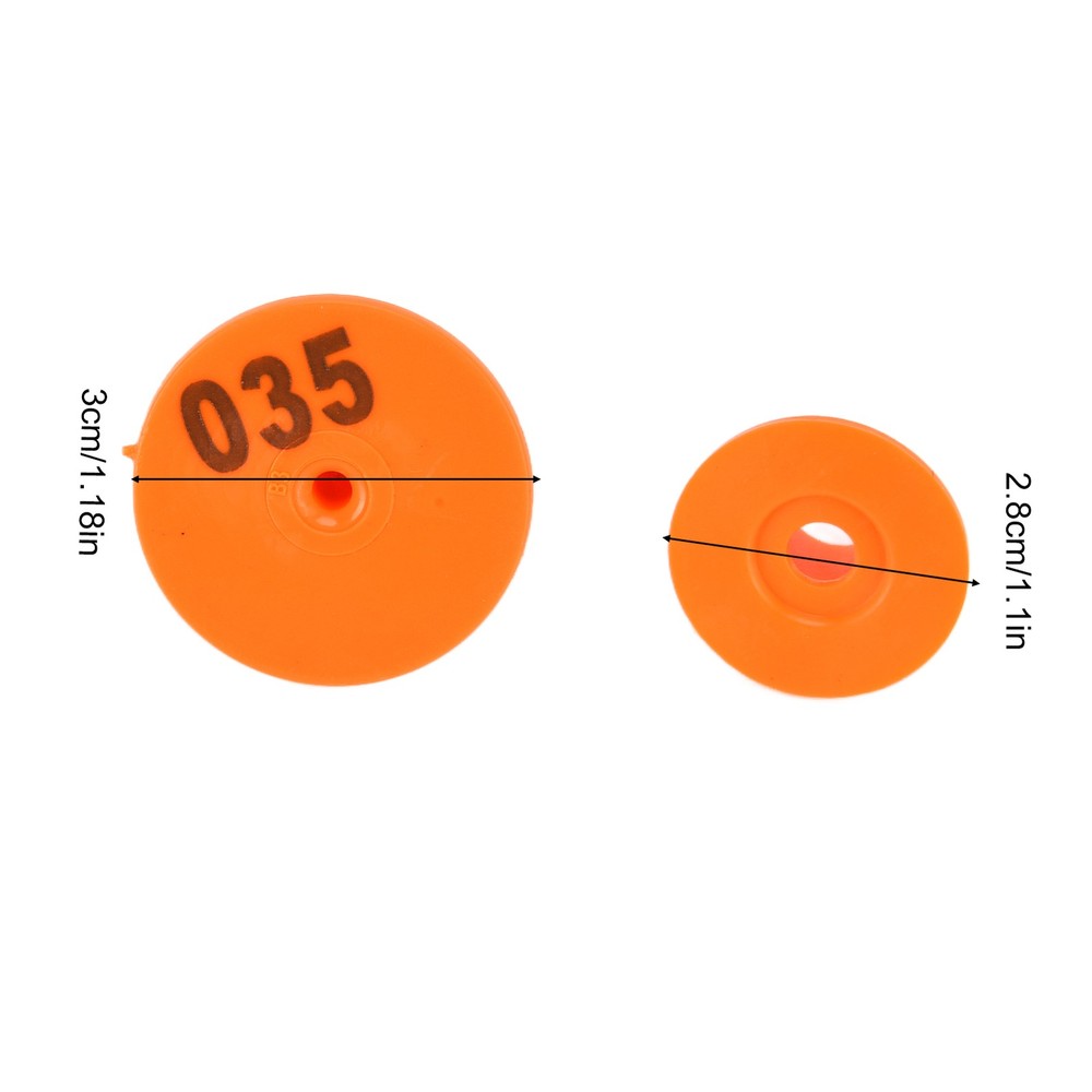 (Orange)Cattle Numbered Ear Tag Convenient Identification Dog Marker Label With