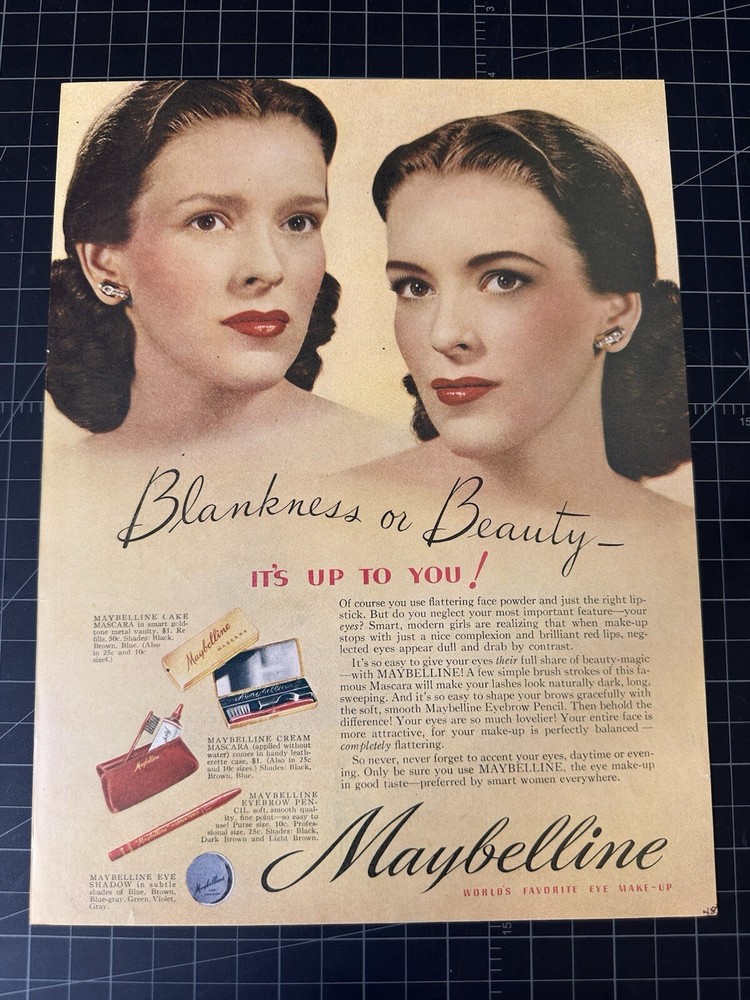 Vintage 1948 Maybelline Cosmetics Print Ad