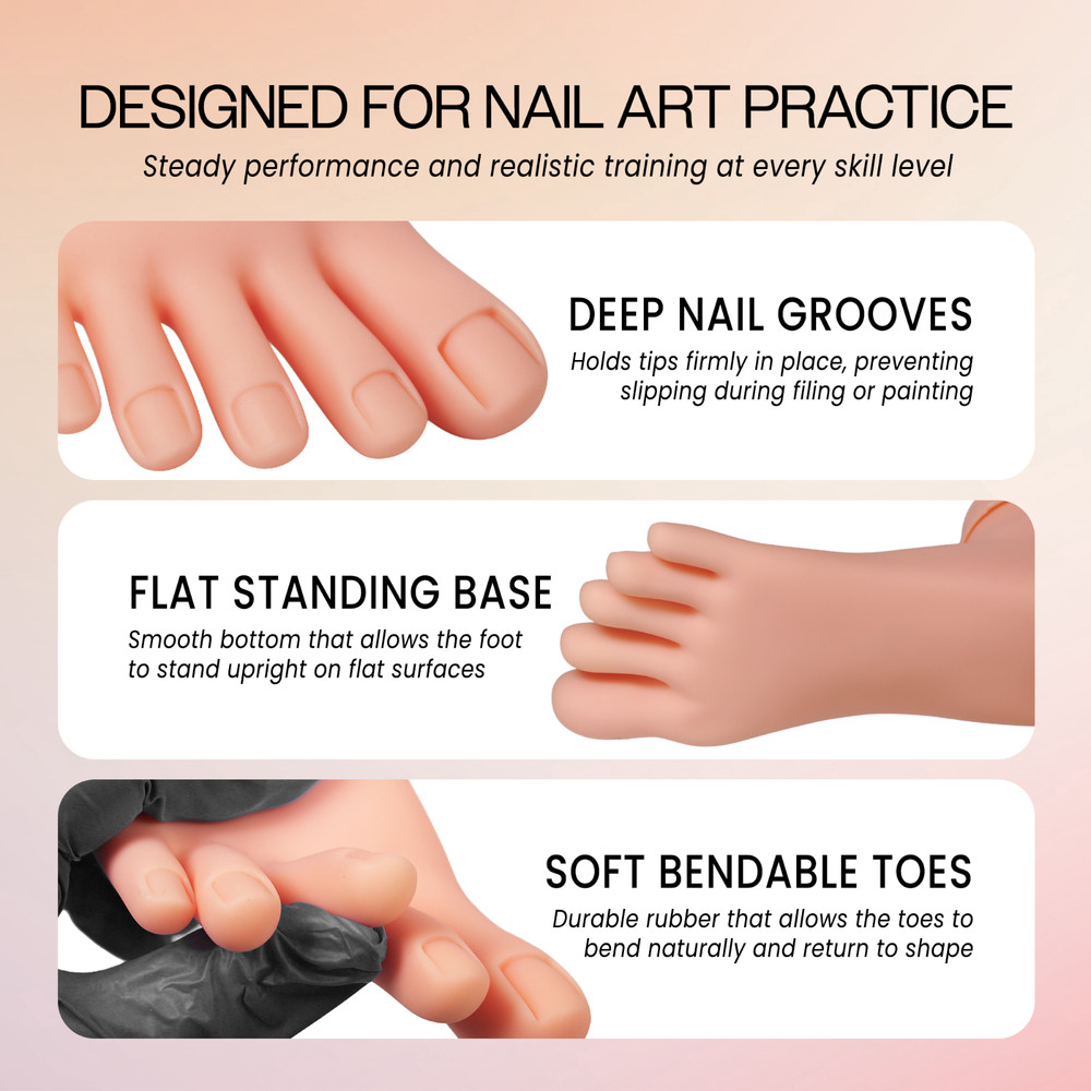 Beauticom Premium Soft Practice Foot Model for Nail Art Practice Training