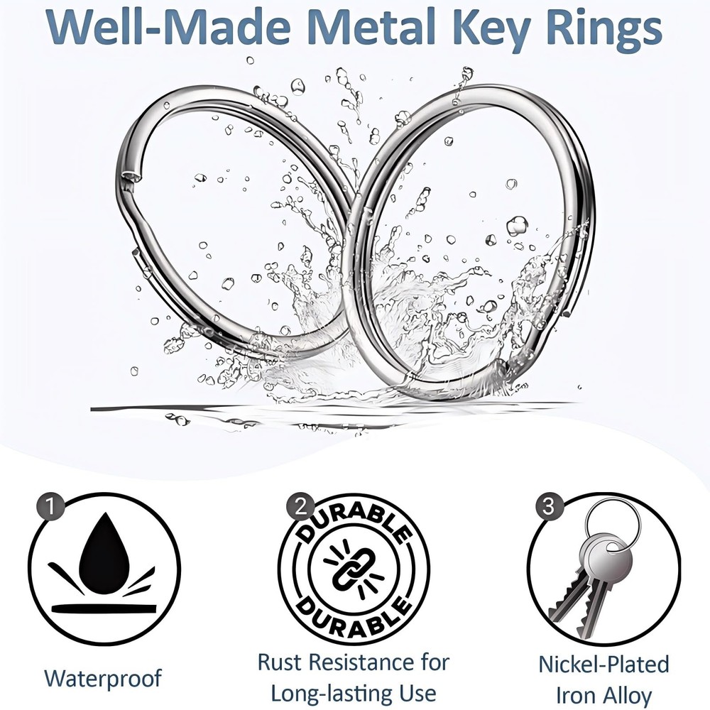 1/2'' 100PCS Small Split Key Rings for Keychains, Double Loops Metal Mini Key...