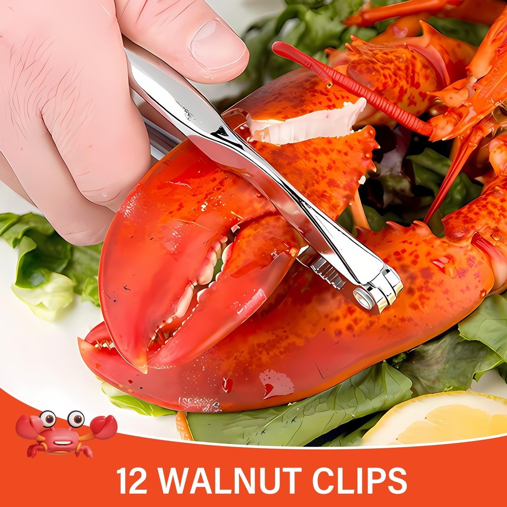 8 Pack Lobster Crackers and Picks Set, Crab Leg Cracker Tools, Stainless Stee...