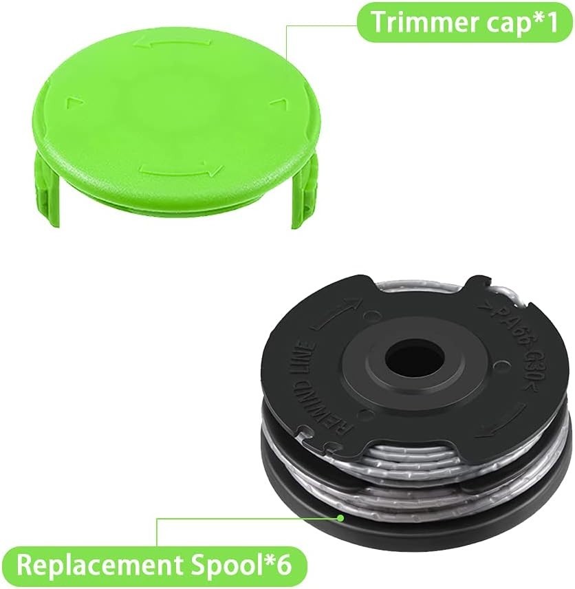 Dual Line Trimmer Replacement Spool 20ft 6-Pack for Greenworks String Trimmers