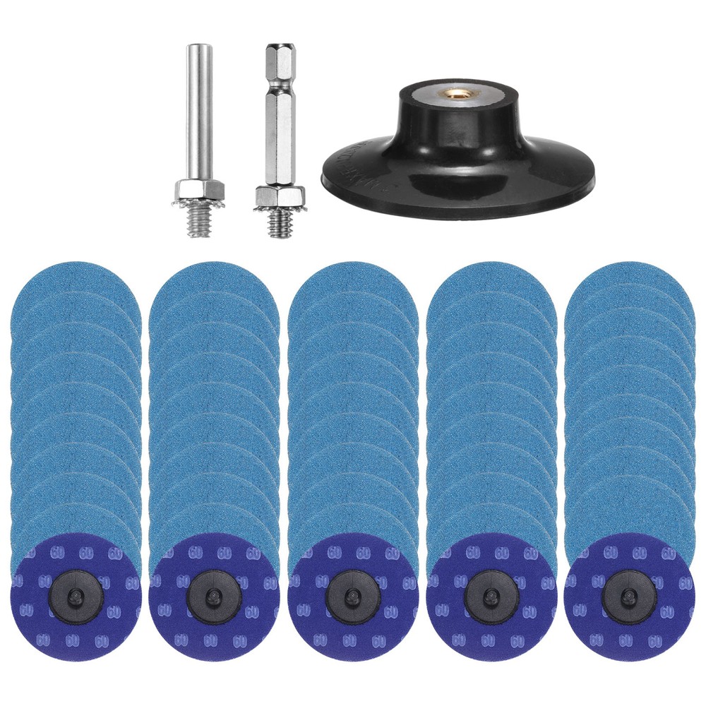 53pcs Quick Change Discs Set 3" Roll Lock Sanding Discs P60 with Disc Holder