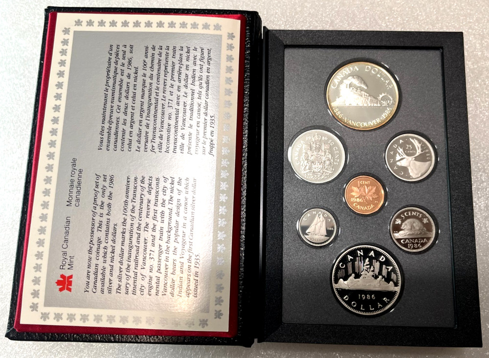 Canada Double Dollar 1986 Proof Set w/ Silver $1 First Trans-Canada Train