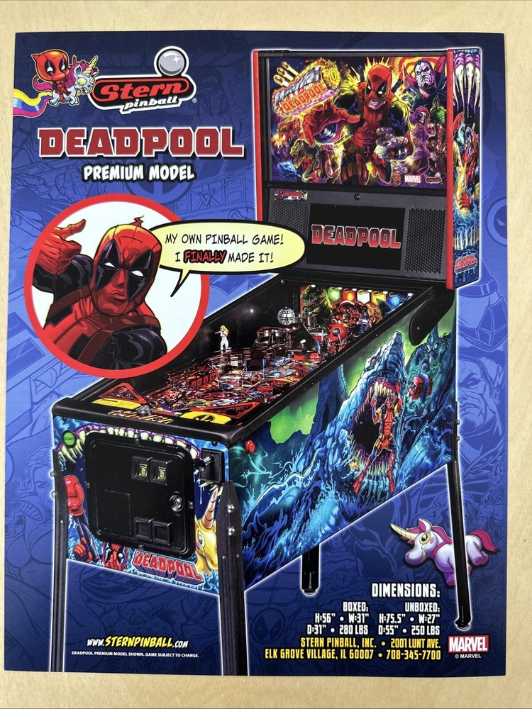 Stern Deadpool Premium Pinball Flyer