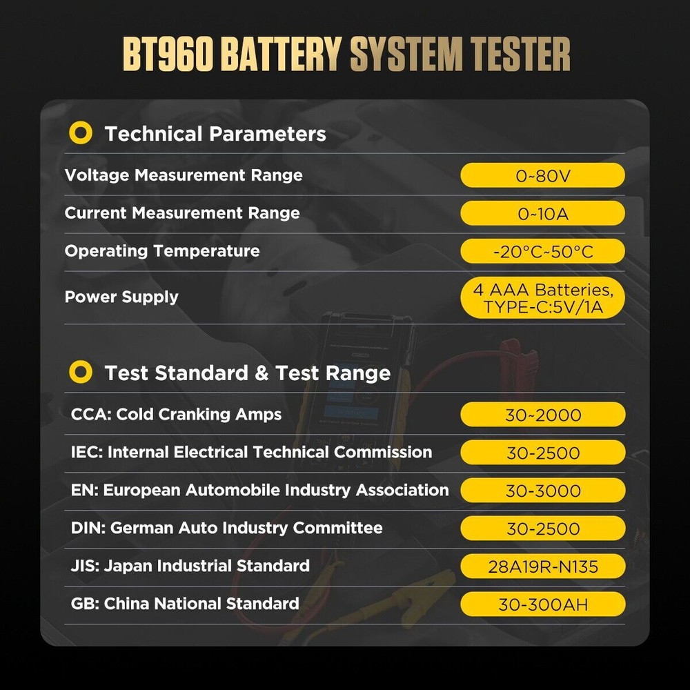 Car Battery Tester Lithium Battery Test Analyzer Leakage load With Printer 0-80V