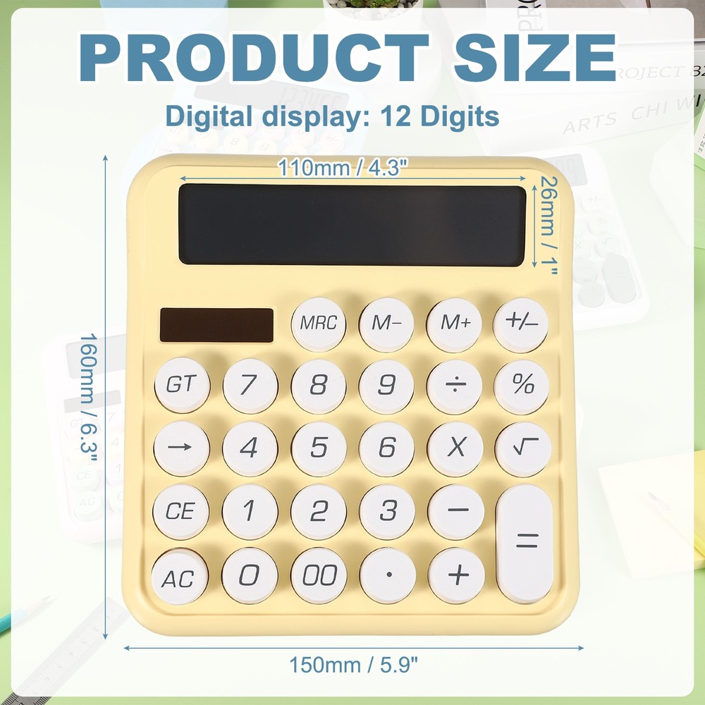 Cute Calculator Desk Calculator Basic Big Button, Yellow