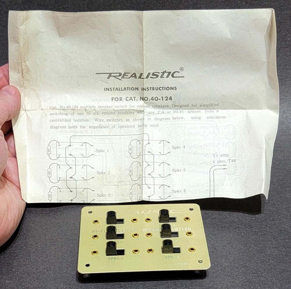 Realistic Hi-Fi Multiple Speaker Switch #40-124 Uninstalled with Instructions