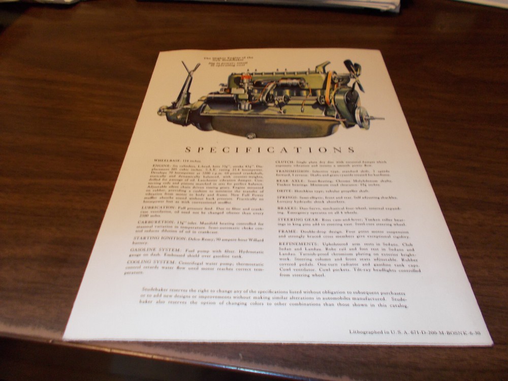 1930 Studebaker Sales Brochure / Original / Nice !!