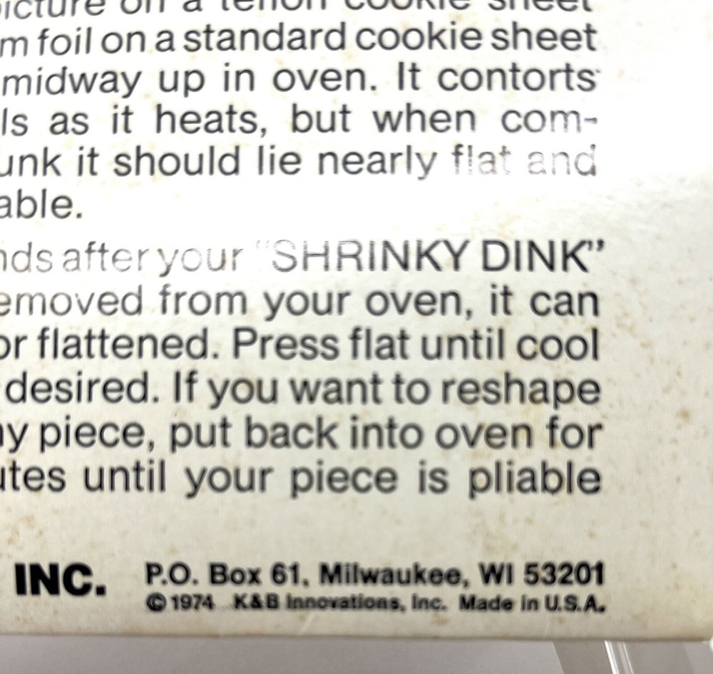 Vtg 1974 SHRINKY DINKS Refill Kit ONLY 5 Plastic SHEETS Left-Pattern Ideas Book