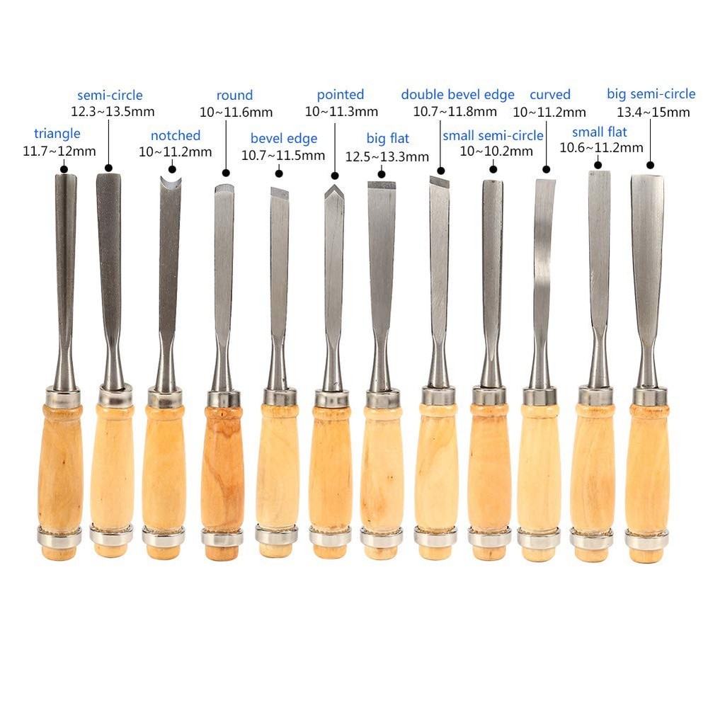 12 PCS Wood Carving Chisel Set Professional Gouge Tools with Bag Gouges