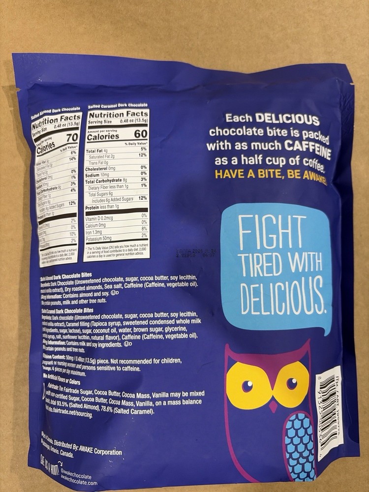 2-PACK Awake Caffeinated Chocolate Bites – 32 Individually Wrapped Pieces each