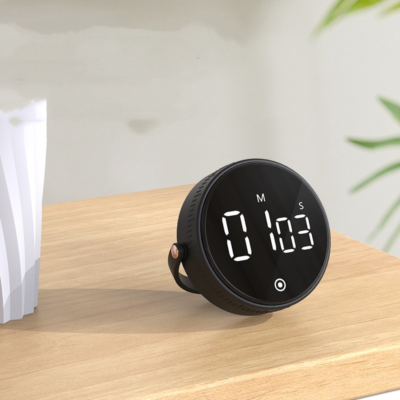 Magnetic Digital Kitchen Timer LCD Silent Rotary Countdown Count Up Alarm
