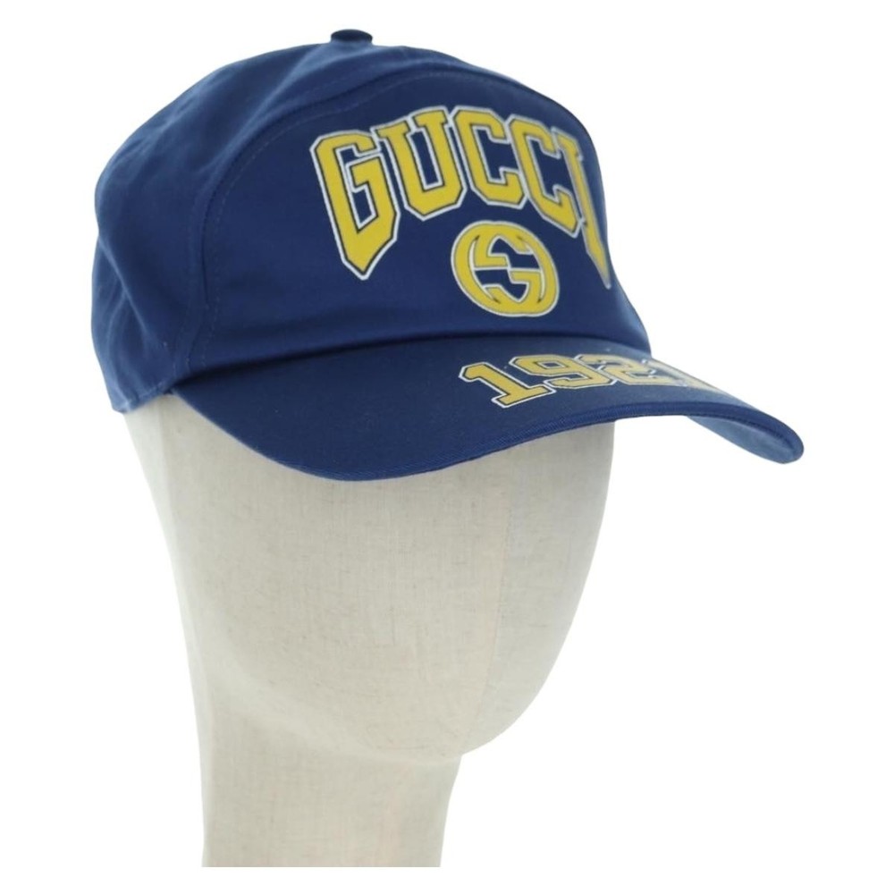 GUCCI Cap Canvas Blue 730186 Auth BA12036A