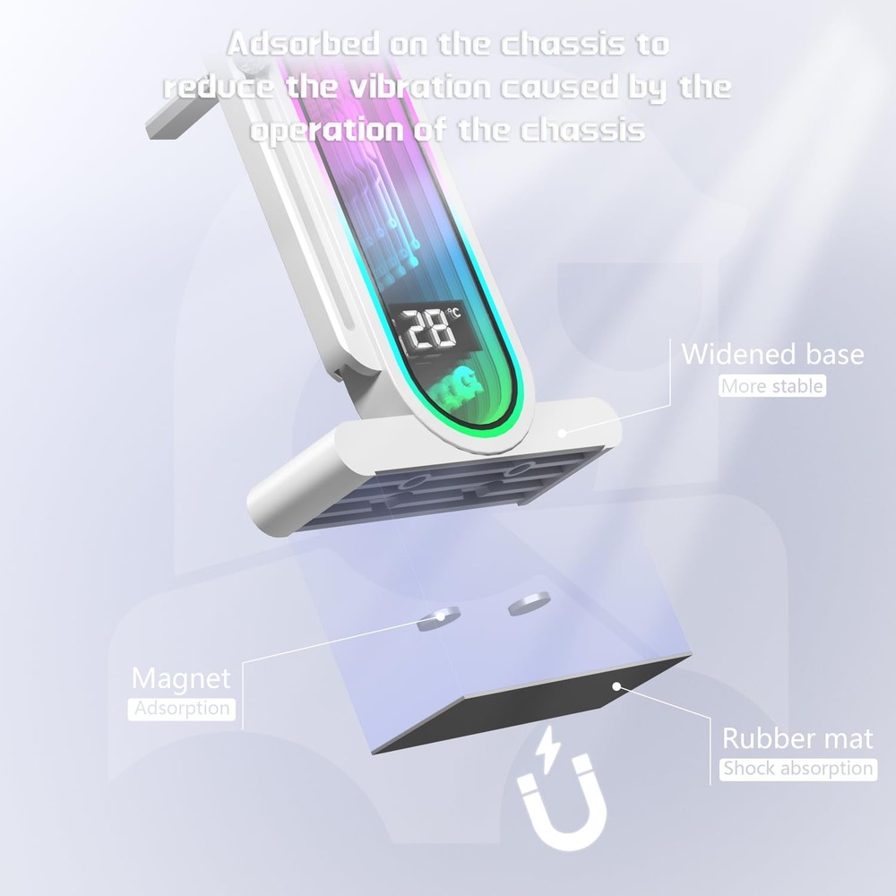 DY7-White ARGB GPU Support Bracket, Temperature Display, 5V 3pin, Universal
