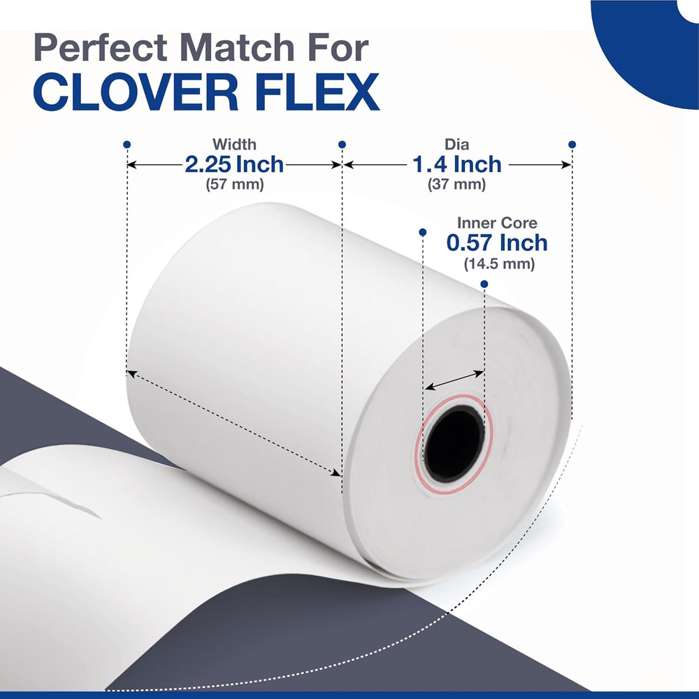 Clover Flex Paper Rolls - 10 Rolls - 2 1/4'’ X 50’- 48 GSM - Clover Flex Receipt