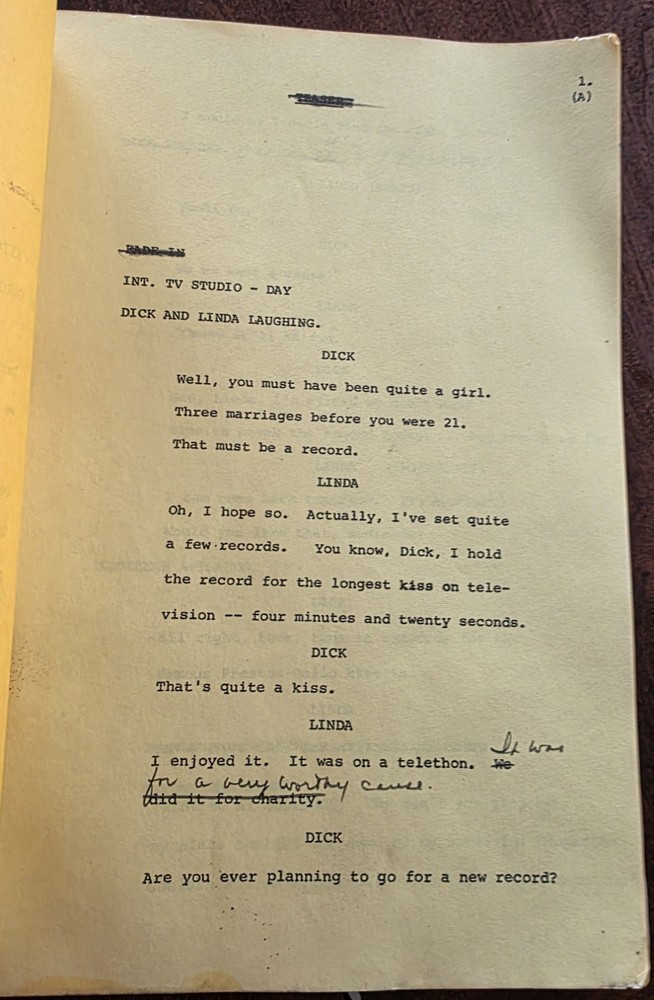 Hope Lange's original "Linda' script from "New Dick Van Dyke Show" with notes