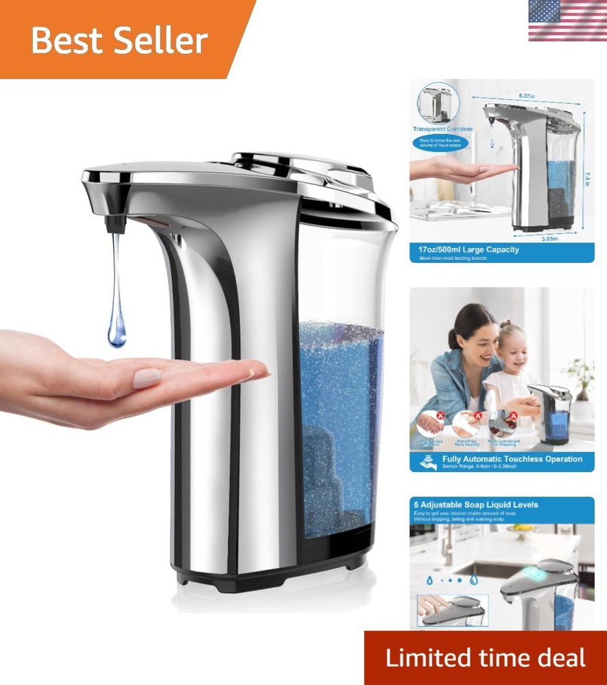 Automatic silver soap dispenser 17oz